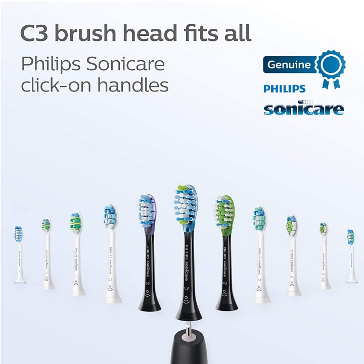 Đầu bàn chải điện Philips Sonicare C3 Premium (hộp 4 cái) màu đen [Hàng Đức]