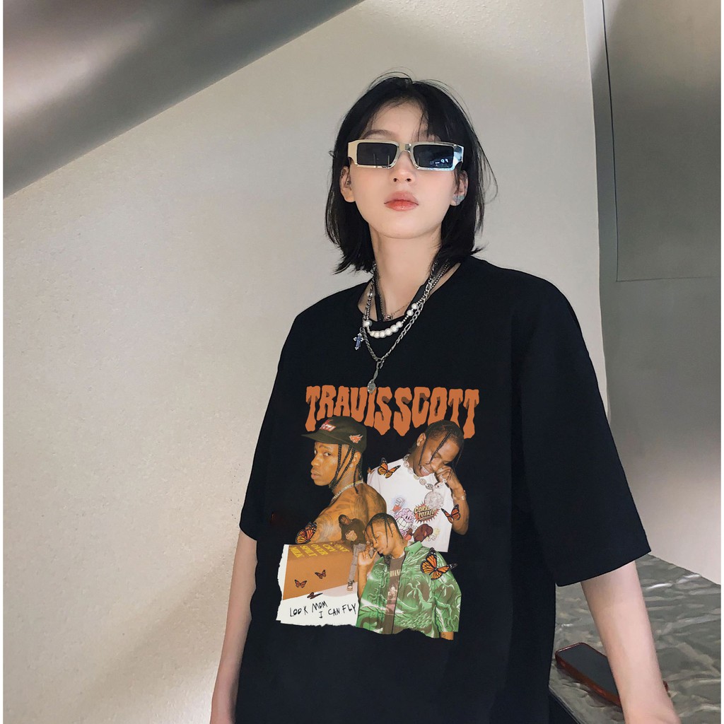 Áo phông travis scott form rộng tay lỡ unisex, áo thun travis scott form rộng tay lỡ unisex cotton AT144 Miucho in logo