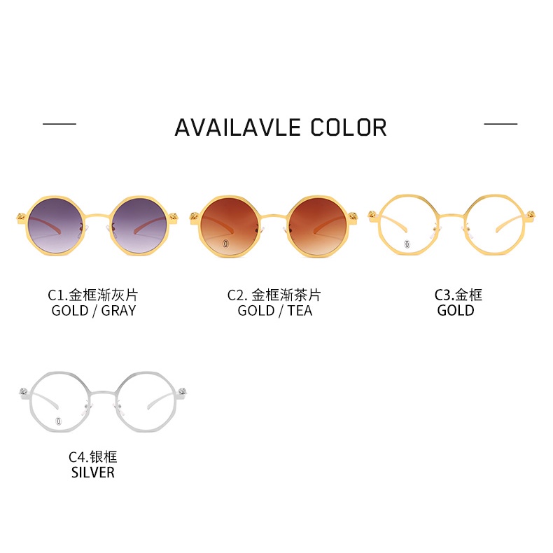 CARTIER Kính Mát Gọng Kim Loại Tròng Tròn Họa Tiết Da Báo Chống Gió Thời Trang Cho Nam Và Nữ