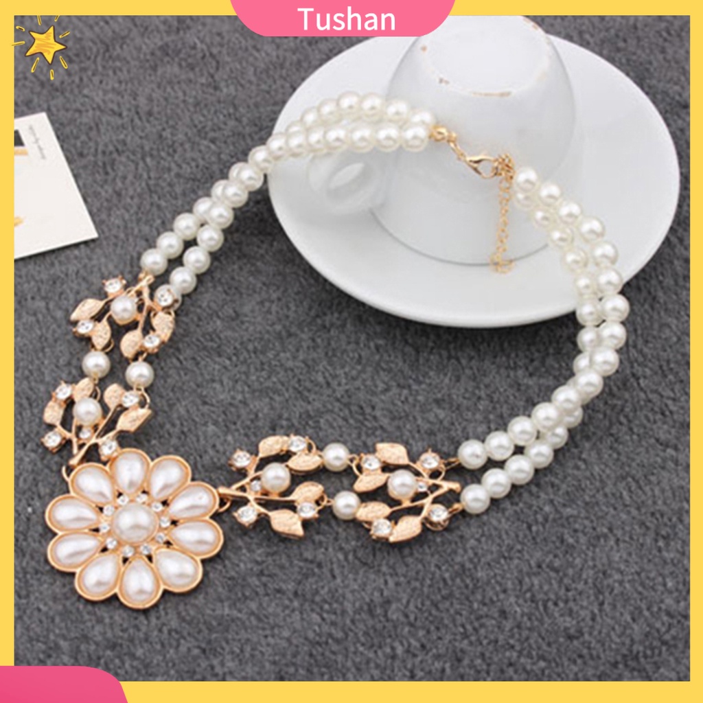 Vòng cổ choker đính ngọc trai giả phong cách Bohemian