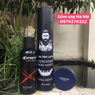 COMBO Xịt khử mùi Xmen for boss 150ml+ Sáp Vuốt tóc TOPSecret  80g ( giữ nếp tốt ) + Gôm Xịt Tóc The Pro Lock High Ampif