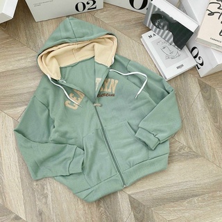 Hoodie 💚𝗙𝗥𝗘𝗘𝗦𝗛𝗜𝗣💚 Áo khoác hoodie nữ nam xanh lá cây đậm mùa đông Ala chống nắng hồng, trắng đen gái trai trẻ em