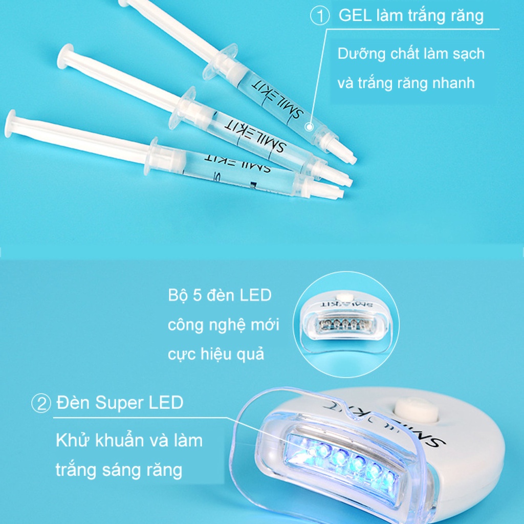 [CÔNG NGHỆ ÚC] Máy làm trắng răng tại nhà Smile Kit an toàn cam kết sau 7ngày không ê buốt giúp răng trắng sáng tự nhiên