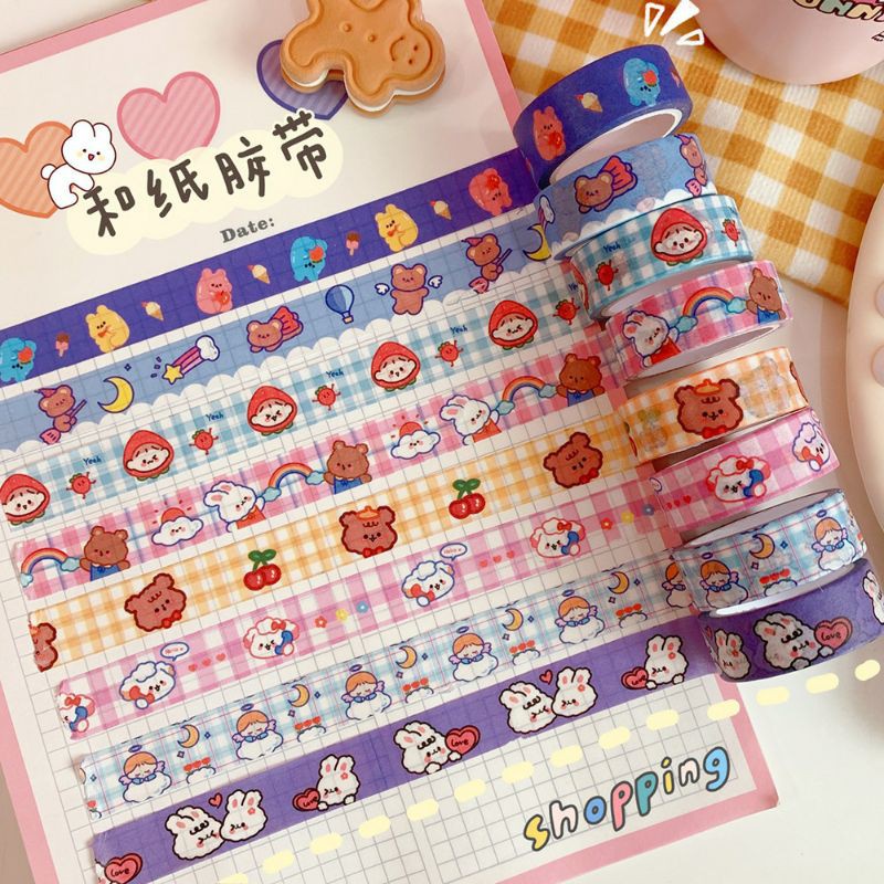 Cuộn Băng Keo Dán, Washi Tape Trang Trí Hoạt Hình Đáng Yêu BiTi Store BK291