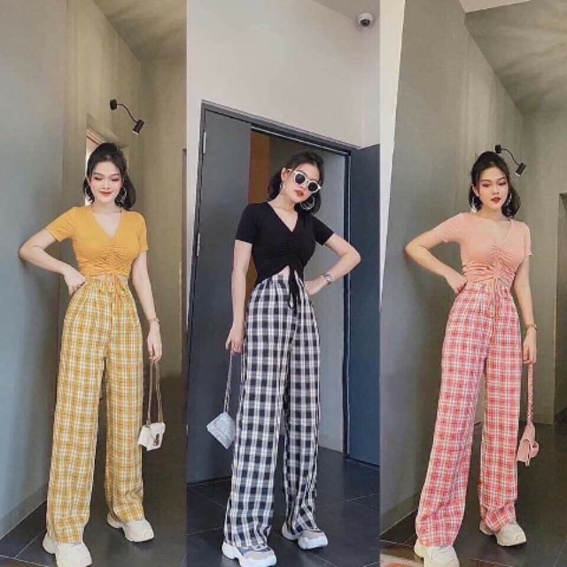 QUẦN CARO ỐNG SUÔNG