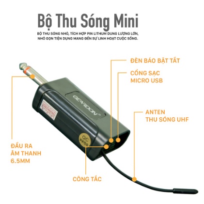 Micro không dây UHF COK GED-LY-2 (Vỏ Kim Loại, Pin Sạc)- Hàng chính hãng