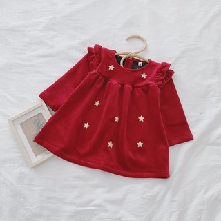 combo váy nhung đỏ cho bé