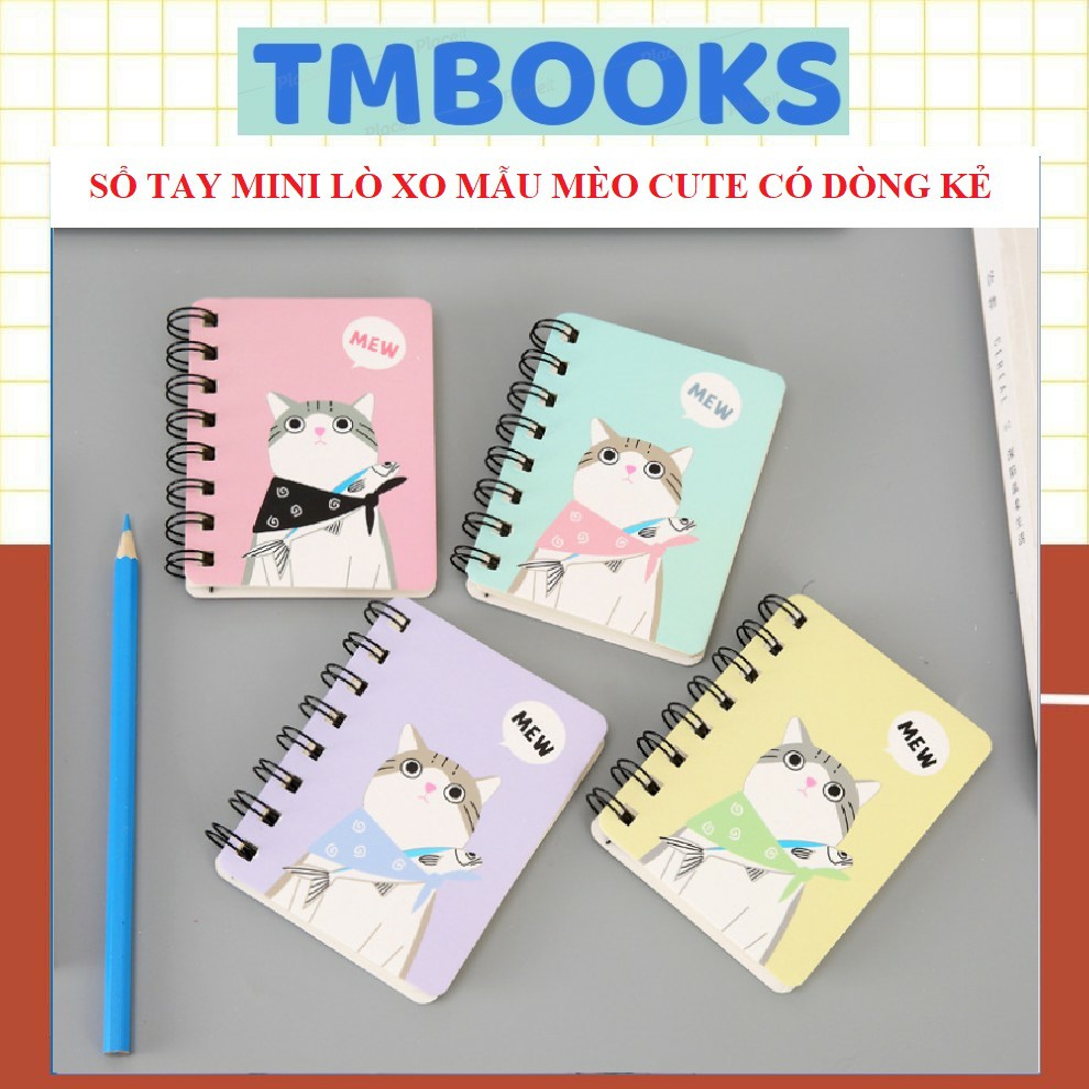 [Free Ship Đơn 50k ] Sổ tay cute mini lò xo ghi chép kế hoạch, công thức, từ vựng họa tiết mèo đáng yêu - Sổ tay TMBOOKS