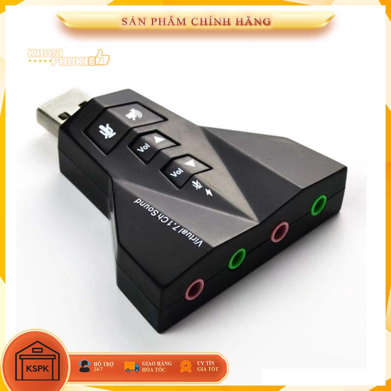 Usb sound card cao cấp 7.1 chia mic và loa ra usb (dành cho máy hư cổng loa, mic )KSPK KS