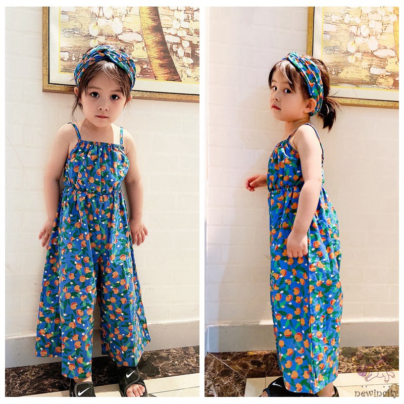 Bộ Áo Liền Quần In Hoa Phong Cách Hàn Quốc Cho Bé Gái