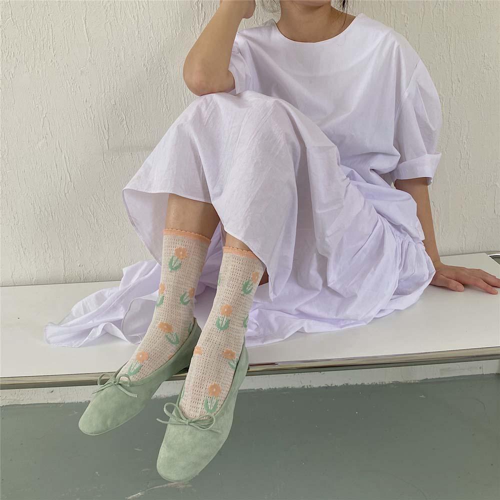 MOCHO Vớ Cotton Thoáng Khí Họa Tiết Hoa Phong Cách Nhật Bản