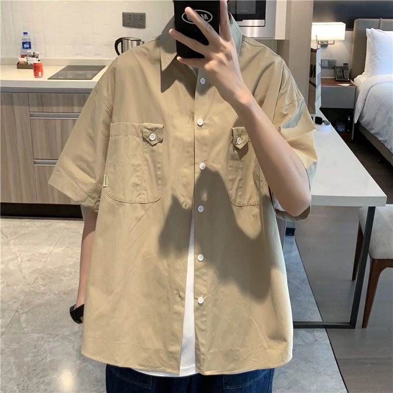 Áo Sơ Mi Nam Tay Ngắn Có Túi Phong Cách Hawaii Thời Trang