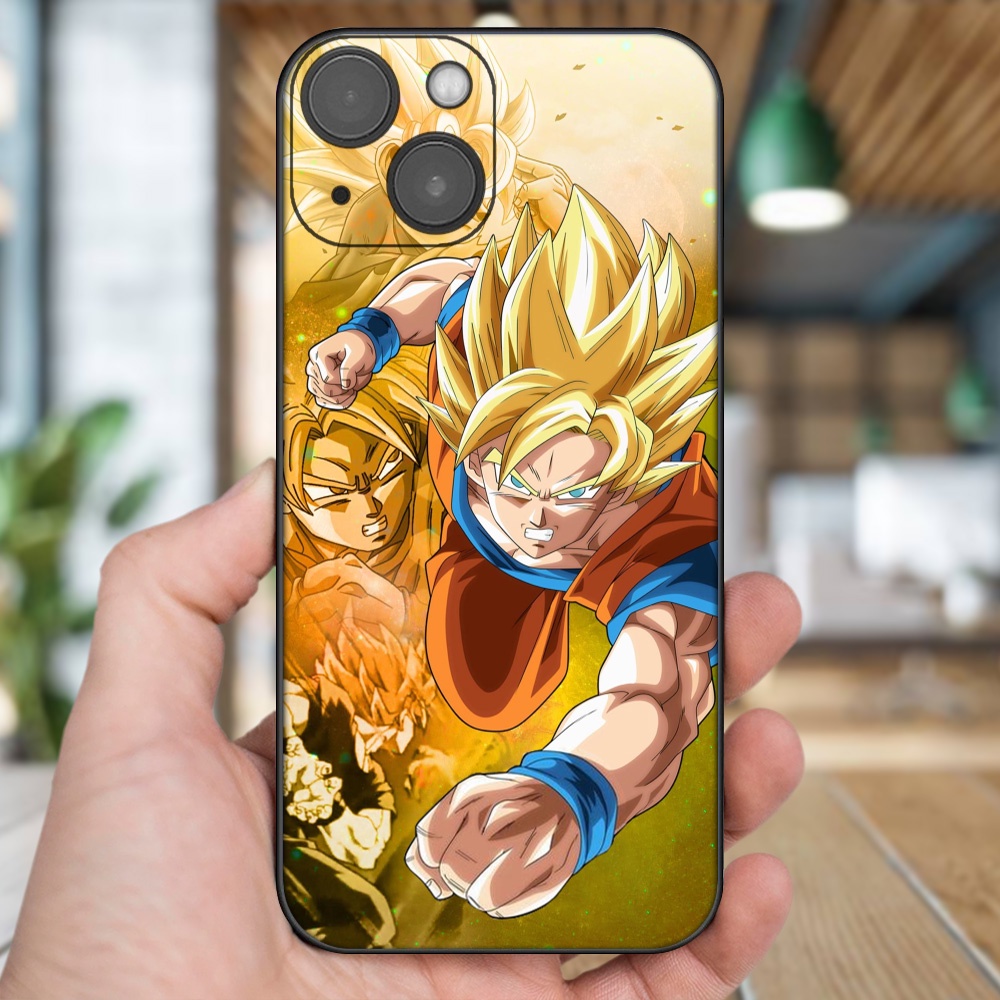 Ốp lưng iPhone 13 dẻo đen cạnh vuông in hình Goku Dragon Ball