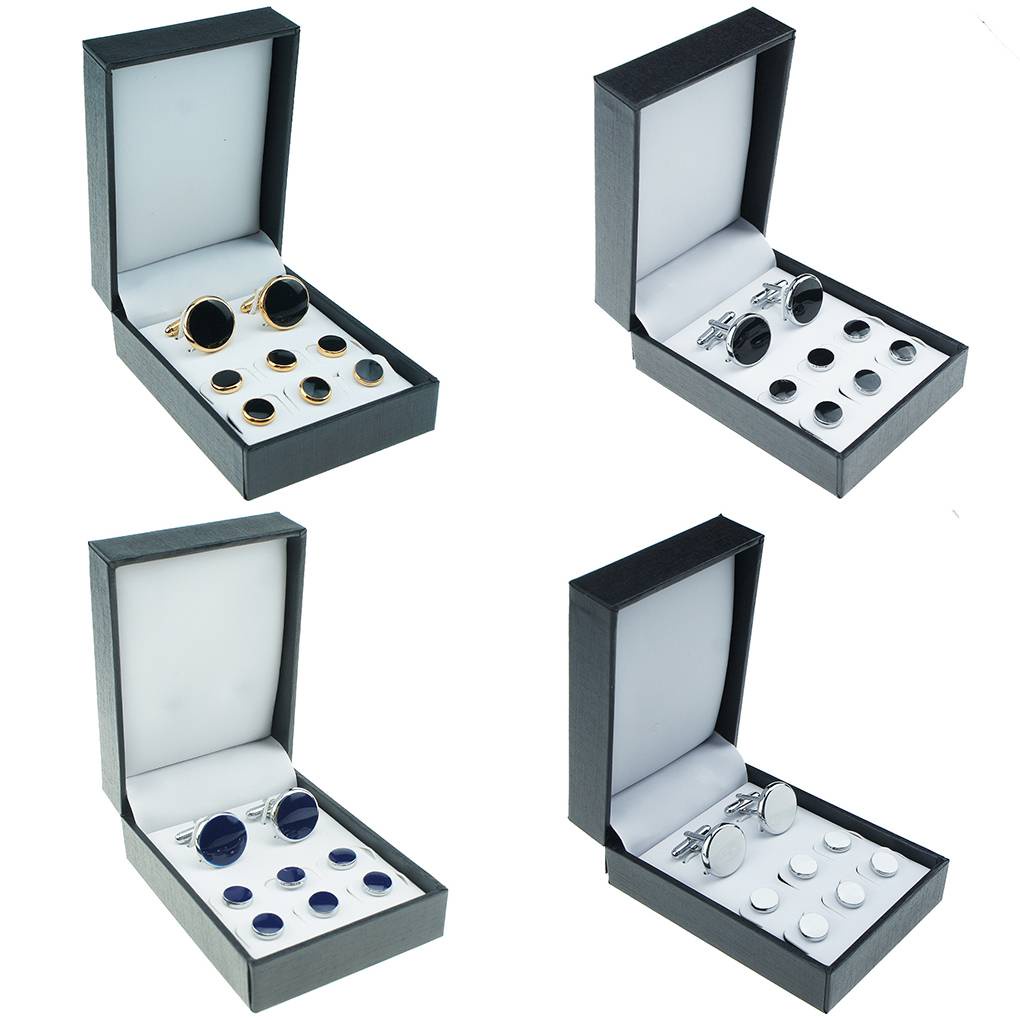 Set 8 Khuy Măng Sét Hình Tròn Phong Cách Retro Dành Cho Áo Sơ Mi