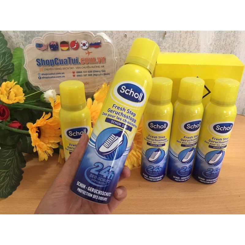 Xịt Khử Mùi Hôi cho Giày và Chân Scholl Fresh Step lọ 150ml