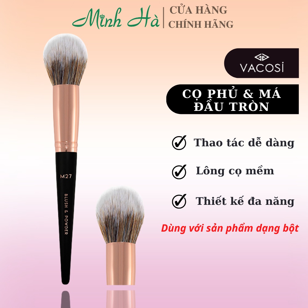 Cọ phủ & má đầu tròn Vacosi Blush & Powder M27