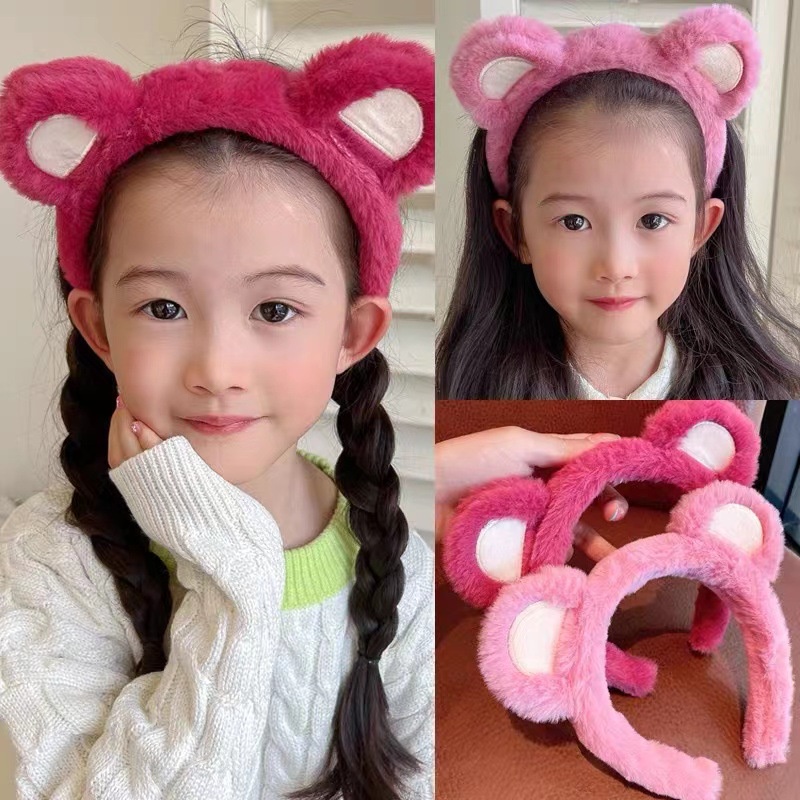 Băng đô HAIMEIKANG chủ đề gấu/dâu tây hoạt hình thời trang Hàn Quốc chống trượt cho bé gái