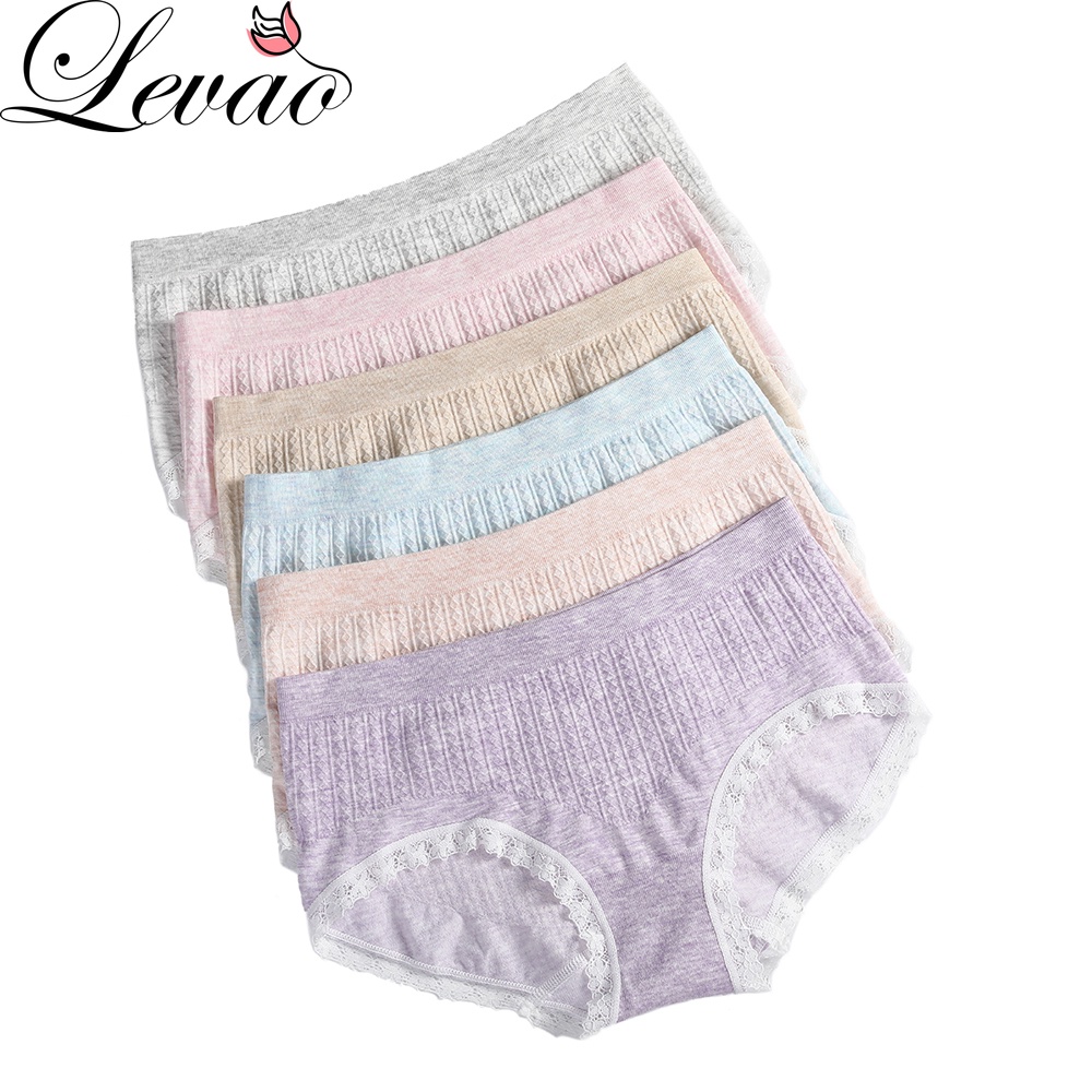 Quần Lót LEVAO Cotton Phối Ren Không Đường May Quyến Rũ Dành Cho Nữ