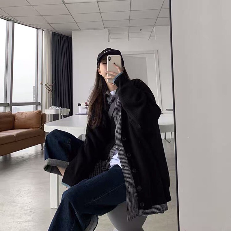 Áo Khoác Cardigan Trơn Gấu Tay Phối Màu M215