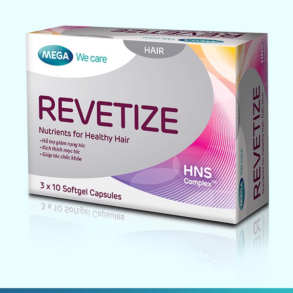 Revetize (MEGA WE CARE) - Viên uống hỗ trợ giảm rụng tóc, kích thích mọc tóc, giúp tóc chắc khỏe, duy trì mái tóc đẹp