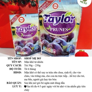 Mận khô hữu cơ Taylor 250g