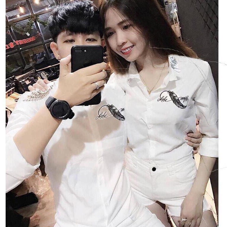 Áo Sơ Mi Cặp Thiết Kế Hoa Văn Chất Liệu Vải Lụa Bóng Đẹp Hợp Thời Trang Nhất 2020 L03 Vivian2000