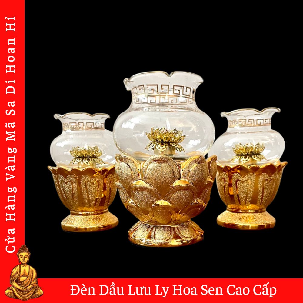 Đèn Dầu Lưu Ly Cát Tường Hoa Sen - Hàng Cực Đẹp - Cửa Hàng Sa Di Hoan Hỉ