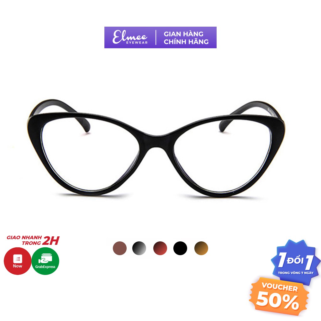 Gọng kính mắt mèo Elmee E2383 trẻ trung sành điệu - Có cắt tròng cận cao cấp