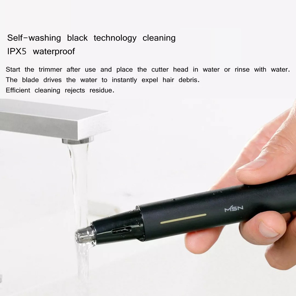 Máy tỉa lông mũi Xiaomi Youpin MSN lưỡi kép di động có đèn LED điều khiển cảm ứng thông minh chống nước tự làm sạch
