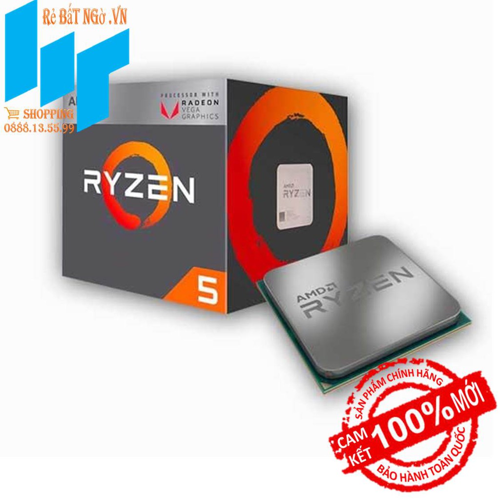 [Mã ELMS05 giảm 5% đơn 300k]Bộ vi xử lý CPU AMD Ryzen 5 2400G 3.6GHz - 3.9GHz Box