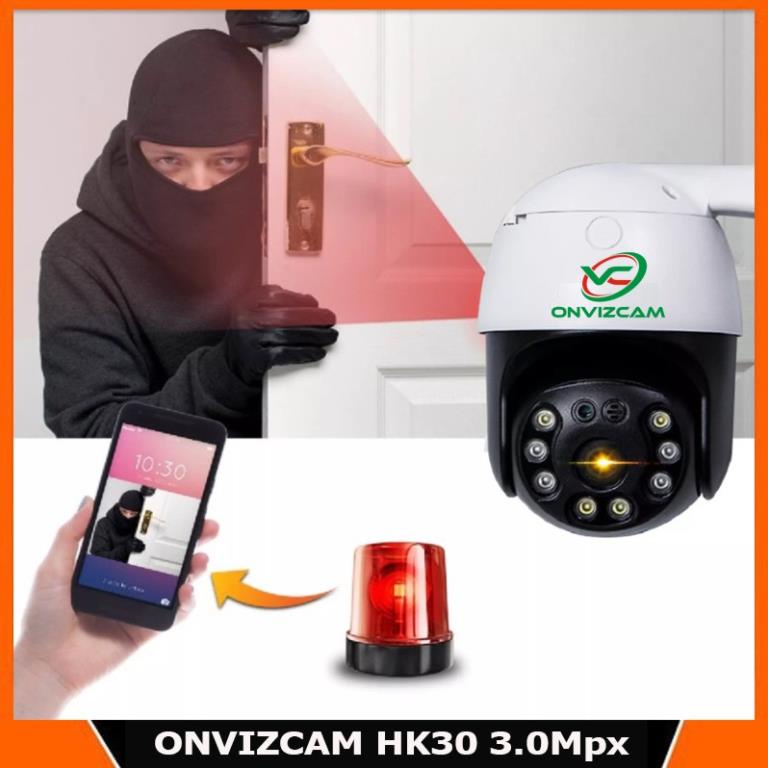 Camera giám sát ONVIZCAM HK30 ngoài trời -Có màu ban đêm -Xoay theo chuyển động  CARECAM 3.0 MPx