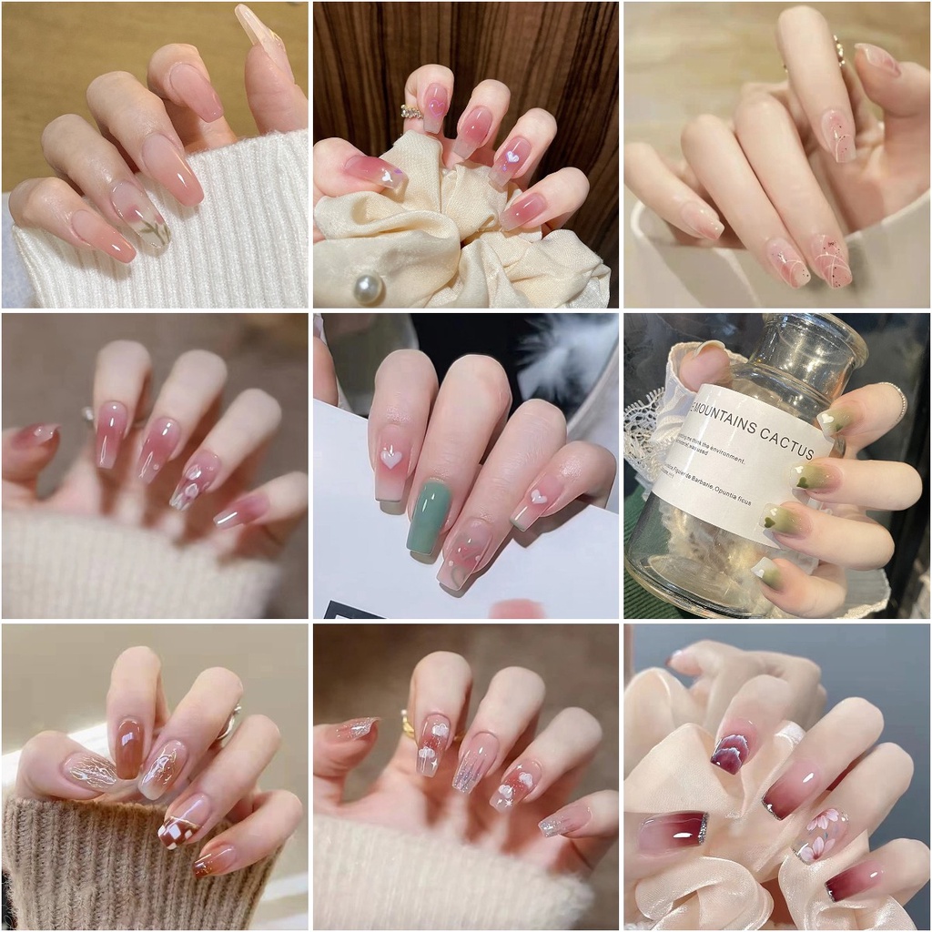 [Ready Stock] Set 24 móng tay giả xinh xắn chống thấm nước làm đẹp cho nữ