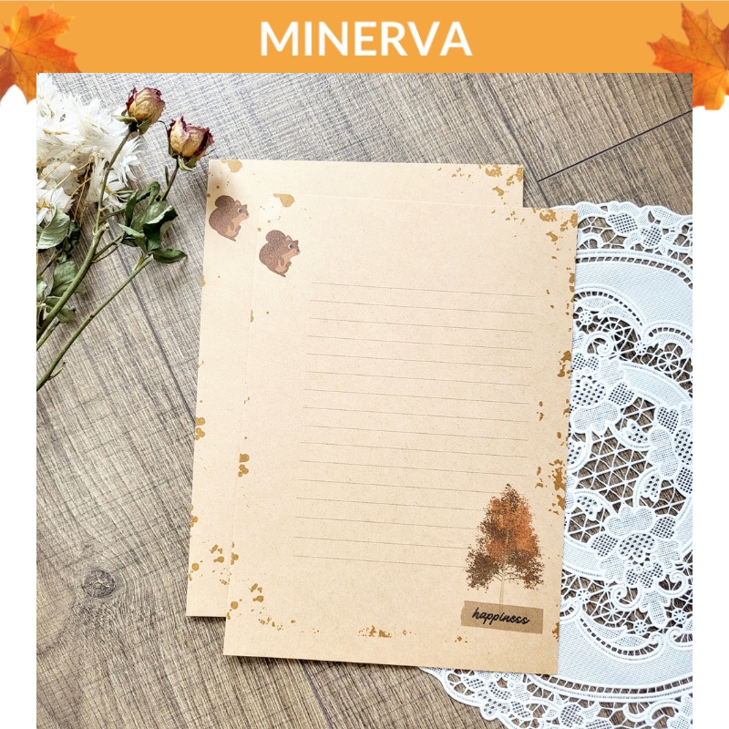 Set 10 tờ Giấy viết thư tay, lá thư viết tay 15x20 cm giấy kraft phong cách retro , họa tiết phù hợp với mọi chủ đề