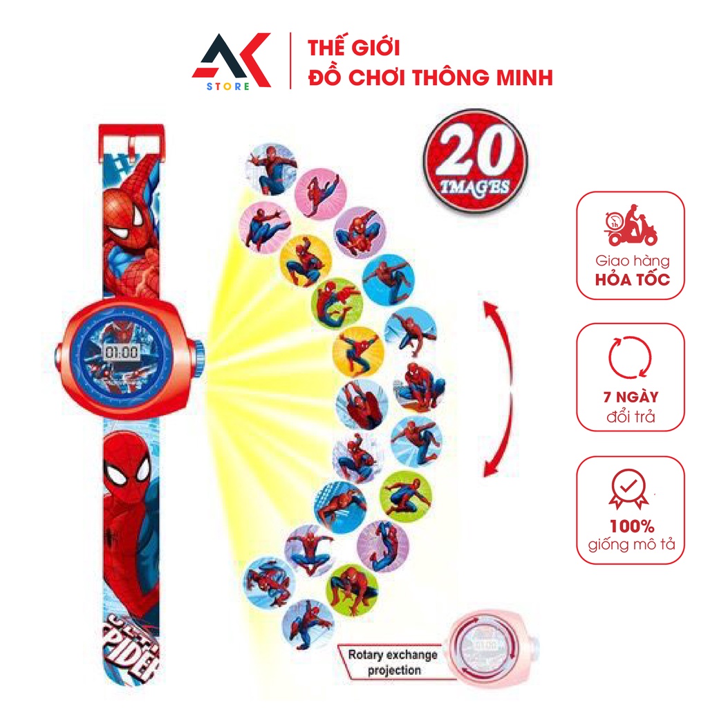 Đồng Hồ Chiếu Hình 3D Điện Tử Đeo Tay Đủ Hình Nhân Vật Hoạt Hình Thú Vị Cho Bé Trai Và Bé Gái - Đồ Chơi Cho Bé