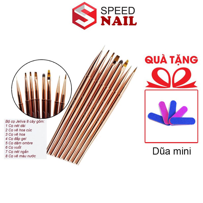 Cọ Jeliva , Cọ vẽ móng nail cao cấp 8 cây