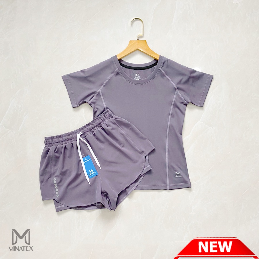 Bộ thể đồ thể thao áo phông quần đùi 2 lớp chất đẹp Minatex