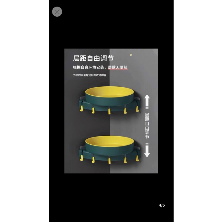 Kệ dán tường để đồ nhà tắm, nhà bếp đa năng 2 lớp thông minh xoay 360 độ