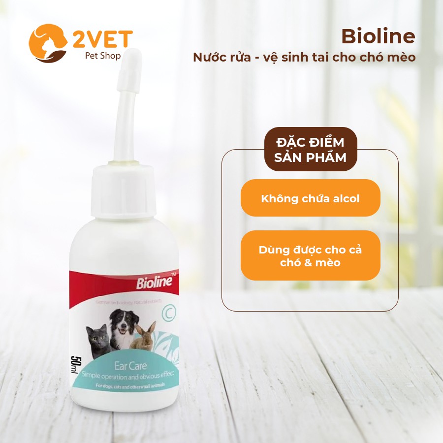 Nước Rửa Tai - Dung Dịch Vệ Sinh Tai – Bioline – Thể Tích 50ml – Dùng Cho Thú Cưng – Vật Nuôi