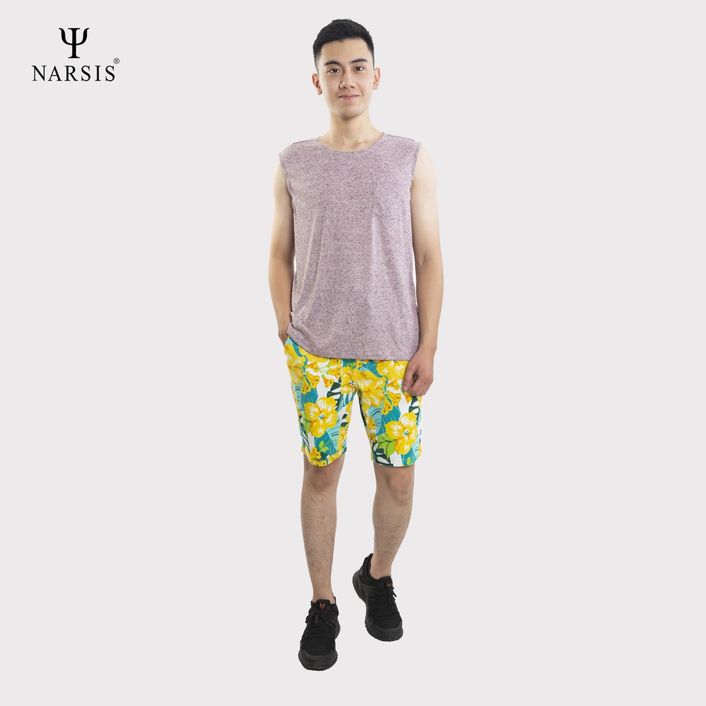 Quần Short nam Narsis S0007 in họa tiết hoa vàng