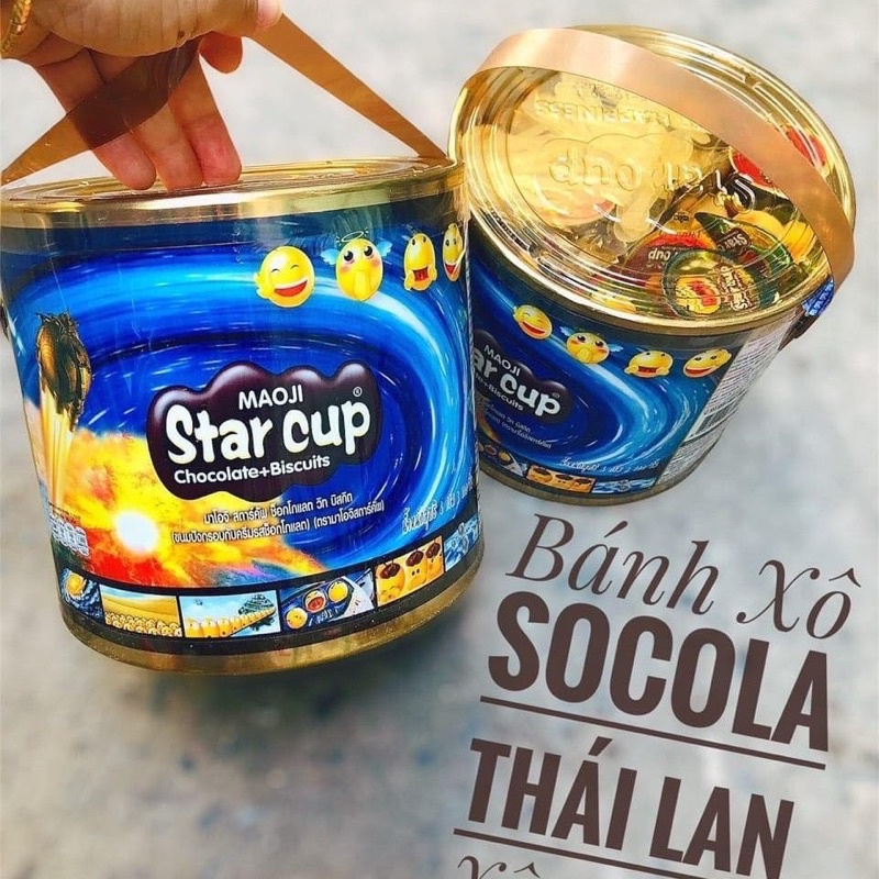 Hộp 100 Cốc Bánh Quy Socola Viên Star Cup Thái Lan