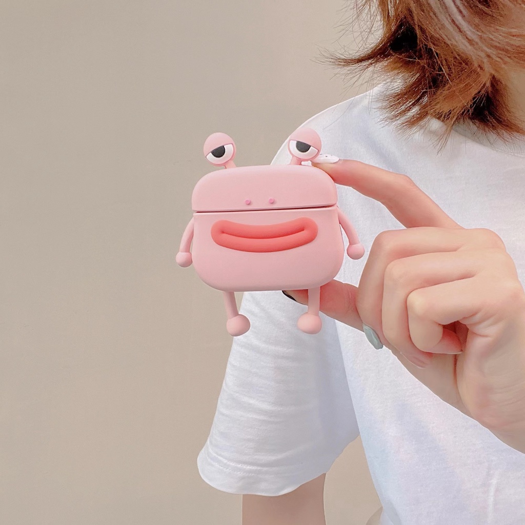 Vỏ Bảo Vệ Hộp Sạc Tai Nghe airpods Pro 1 / 2 / 3 Bằng Silicon Hình Chú Ếch Hoạt Hình Dễ Thương