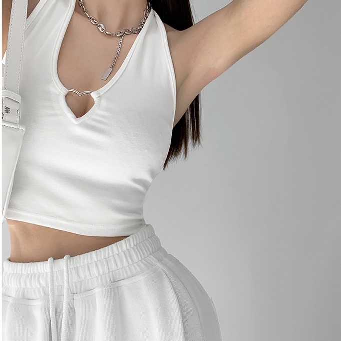 Cocory vn Áo Hai Dây Họa Tiết Trái Tim Kim Loại Quyến Rũ Thời Trang Cho Nữ