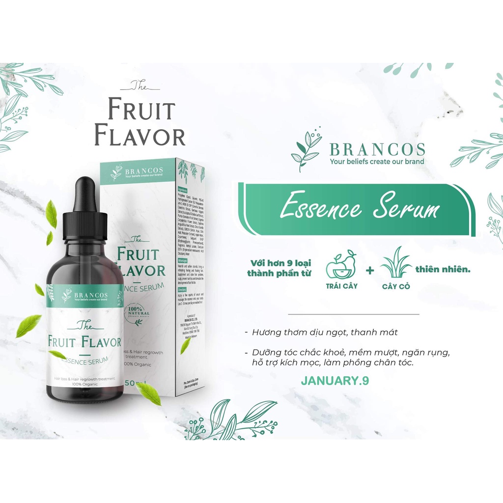 [Chính Hãng] Serum dưỡng tóc Fruit Flavor Essence Brancos 50ml - Kích thích mọc tóc, giúp tóc chắc khoẻ phiên bản cấp