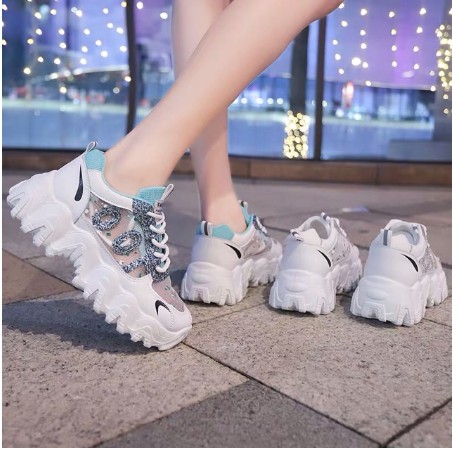 [Mã FAGREEN245 giảm tới 30K đơn 99K] Giày thể thao nữ độn đế kim tuyến mã 100, giày sneaker nữ thoáng khí hot trend 2020 | BigBuy360 - bigbuy360.vn