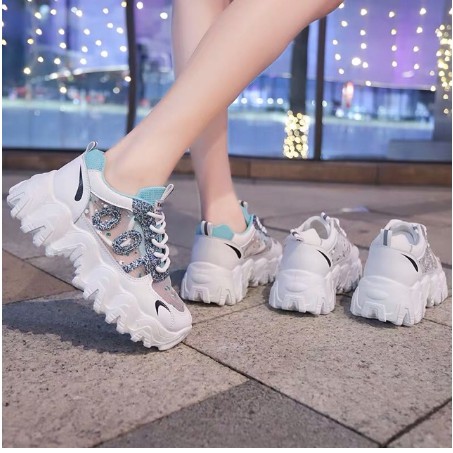 Giày thể thao nữ độn đế kim tuyến mã 100, giày sneaker nữ thoáng khí hot trend 2020