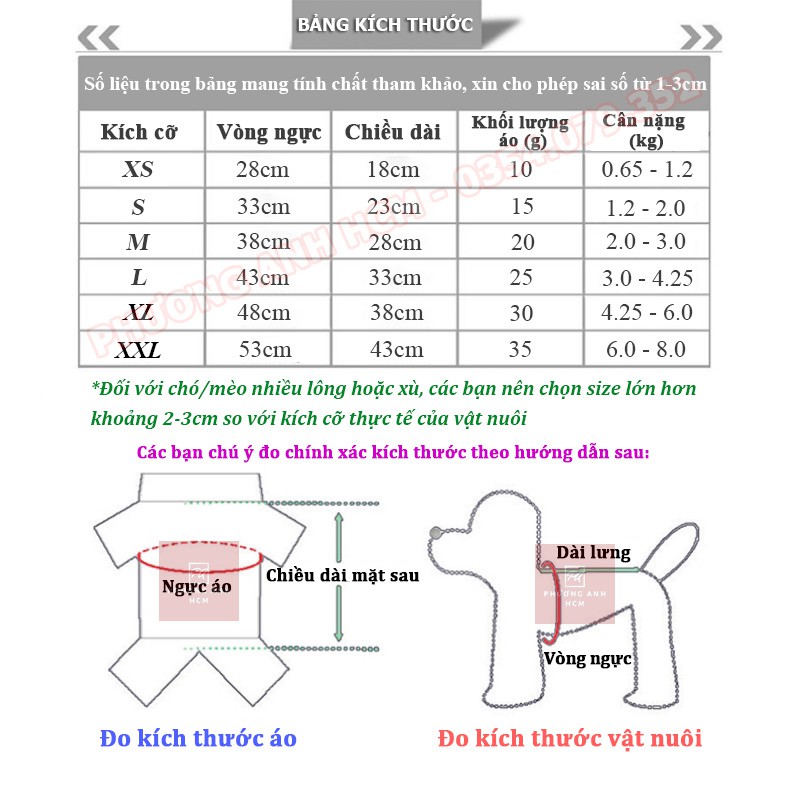 Áo Thun Cho Chó Mèo - Áo Cho Thú Cưng, Vật Nuôi Nhiều Mẫu Đủ Size