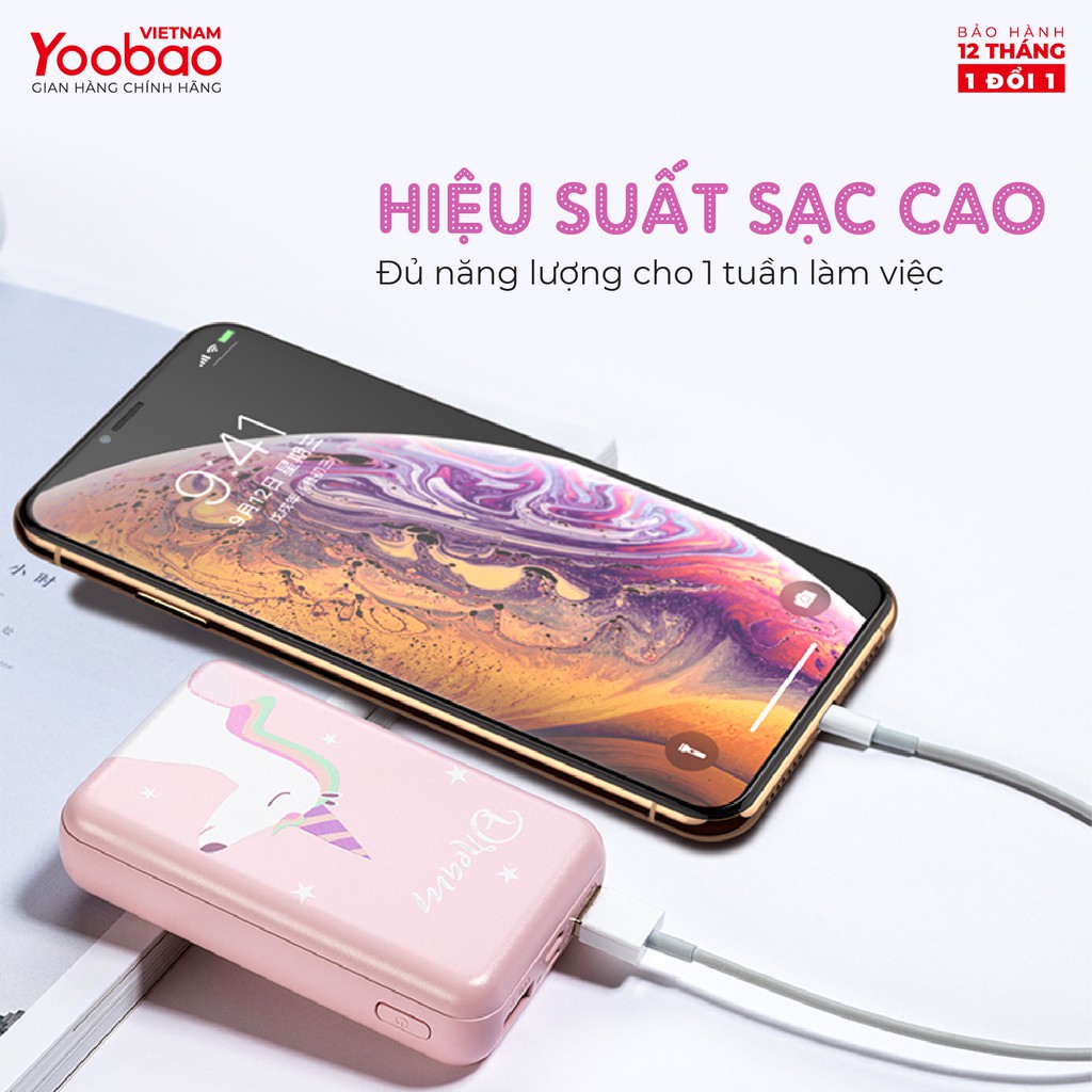 Sạc dự phòng mini 10000mAh Yoobao P10W - Kèm đèn LED - Hàng chính hãng - Bảo hành 12 tháng