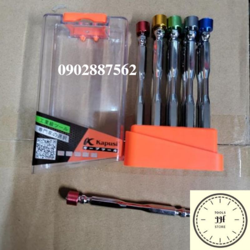 mũi bắt vít 2 đầu bake 6mm có đầu nam châm trợ lực hút KAPUSI JAPAN (PH2x100MM)