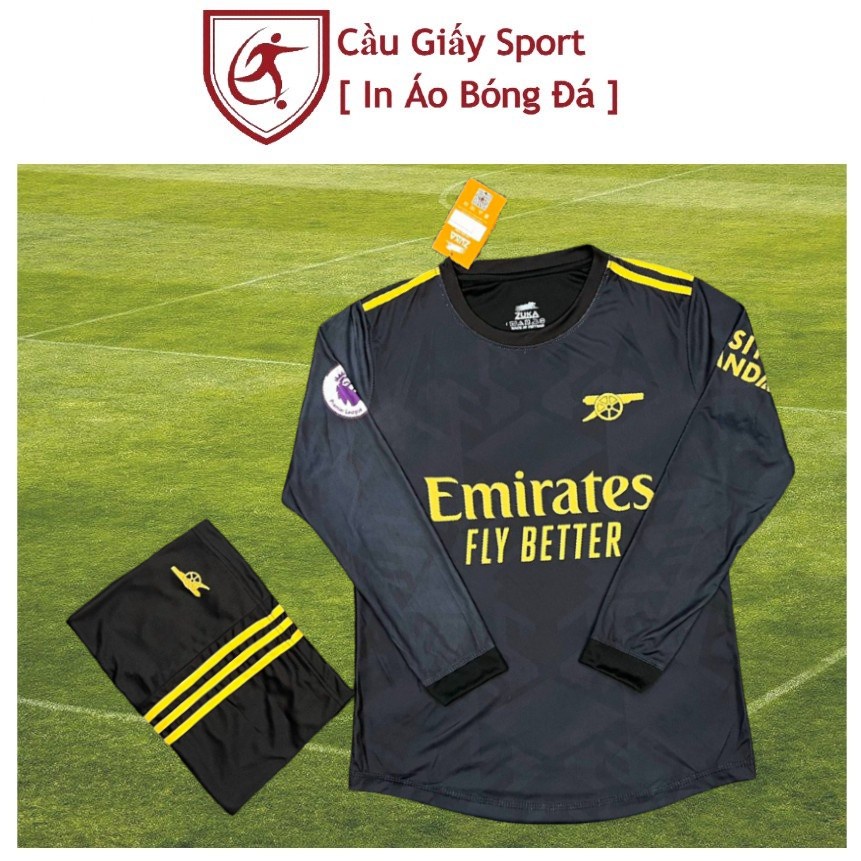 Bộ Quần Áo Bóng Đá Dài Tay Đội Arsenal Đen ( Hỗ Trợ In Áo)