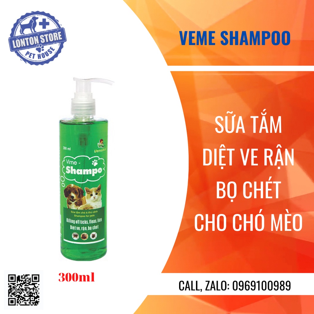 VEMEDIM Vime Shampoo - Sữa Tắm Phòng Ve, Bọ Chét Cho Chó Mèo  300ml - Lonton Store